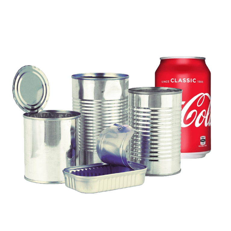 Steel, aluminium, and tin cans